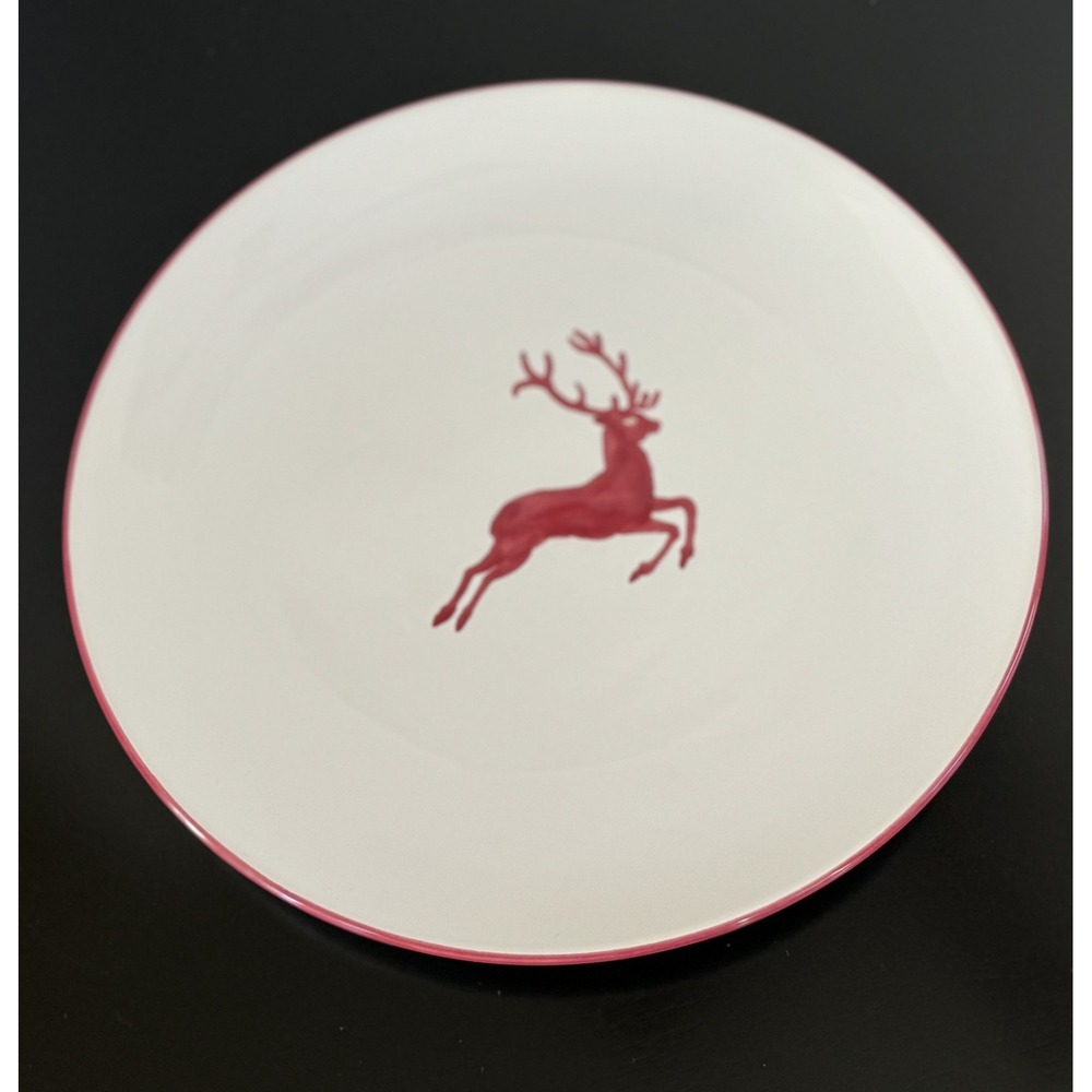 Gmundner Keramik Austria Bordeaux Red Stag /Trim / Reindeer Coupe Dinner Plate